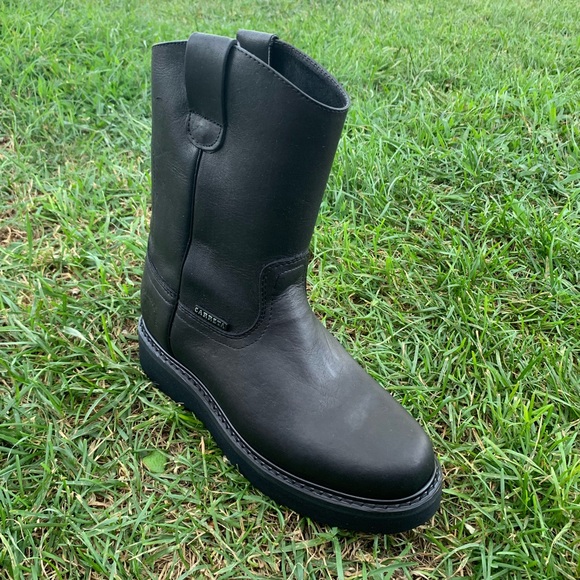 Men’s work boots lightweight black pull on genuine leather Bota Cómoda y Liviana - Picture 3 of 6